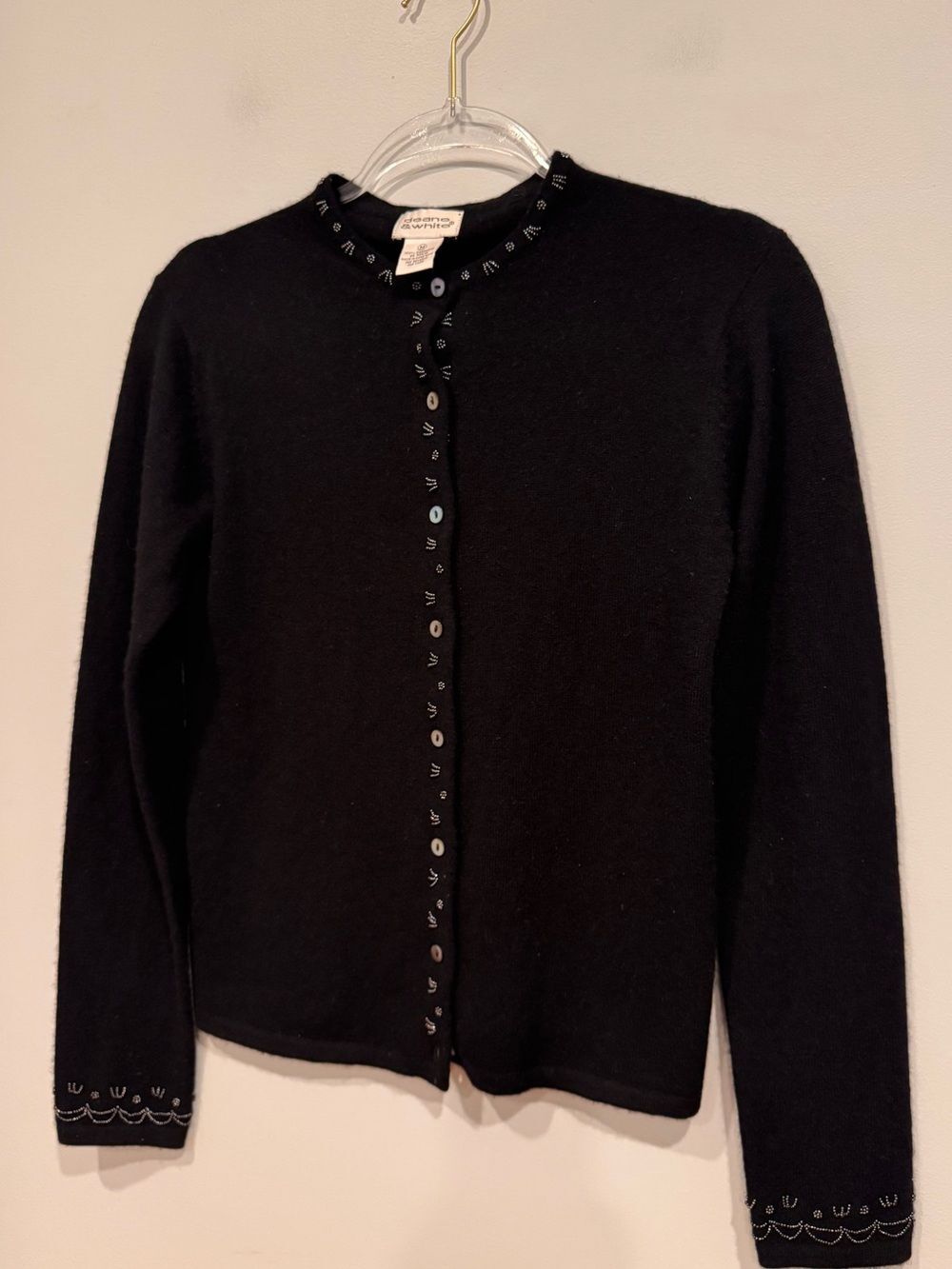 Vintage Cashmere Beaded Cardigan Deane & White Size M - Picture 2 of 7